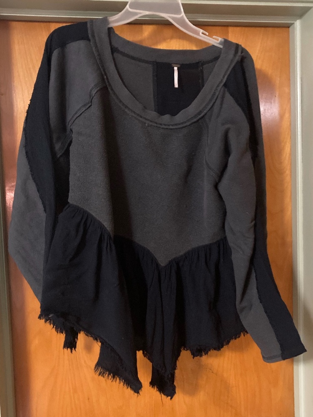 Free People Black Gold Duster Pull Over Small Oversized Body 100% Cotton